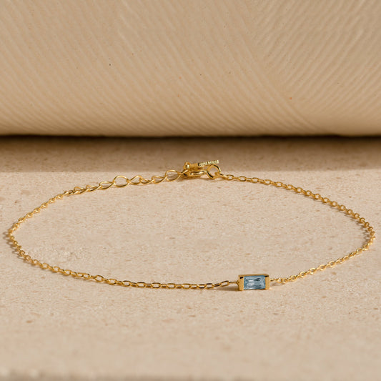 Sophie – Bracelet Baguette avec Pierre de Naissance