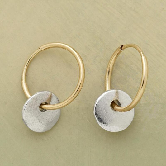 Solene – Anneaux Plaqué Or et Boucles d'Oreilles Ton Argent