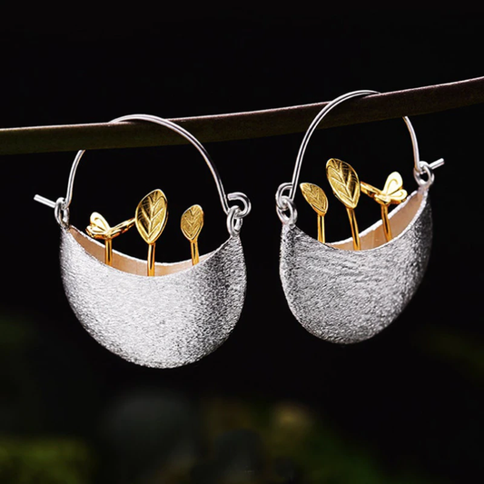 Florella – Boucles d'Oreilles Florales en Argent et Or