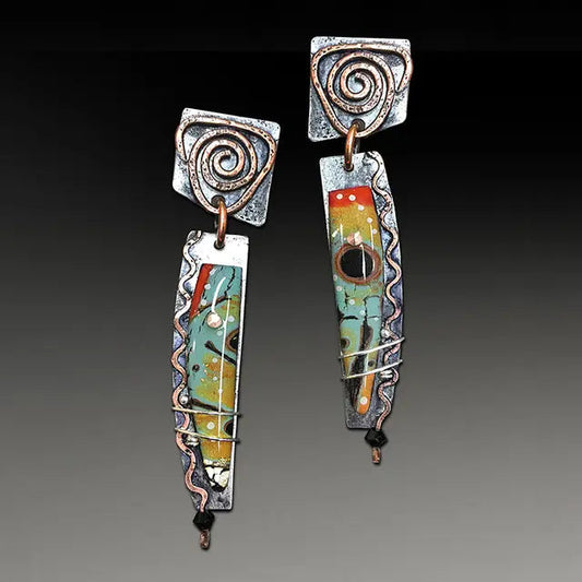 Tara – Boucles d’Oreilles Ethniques en Argent et Émail Multicolore