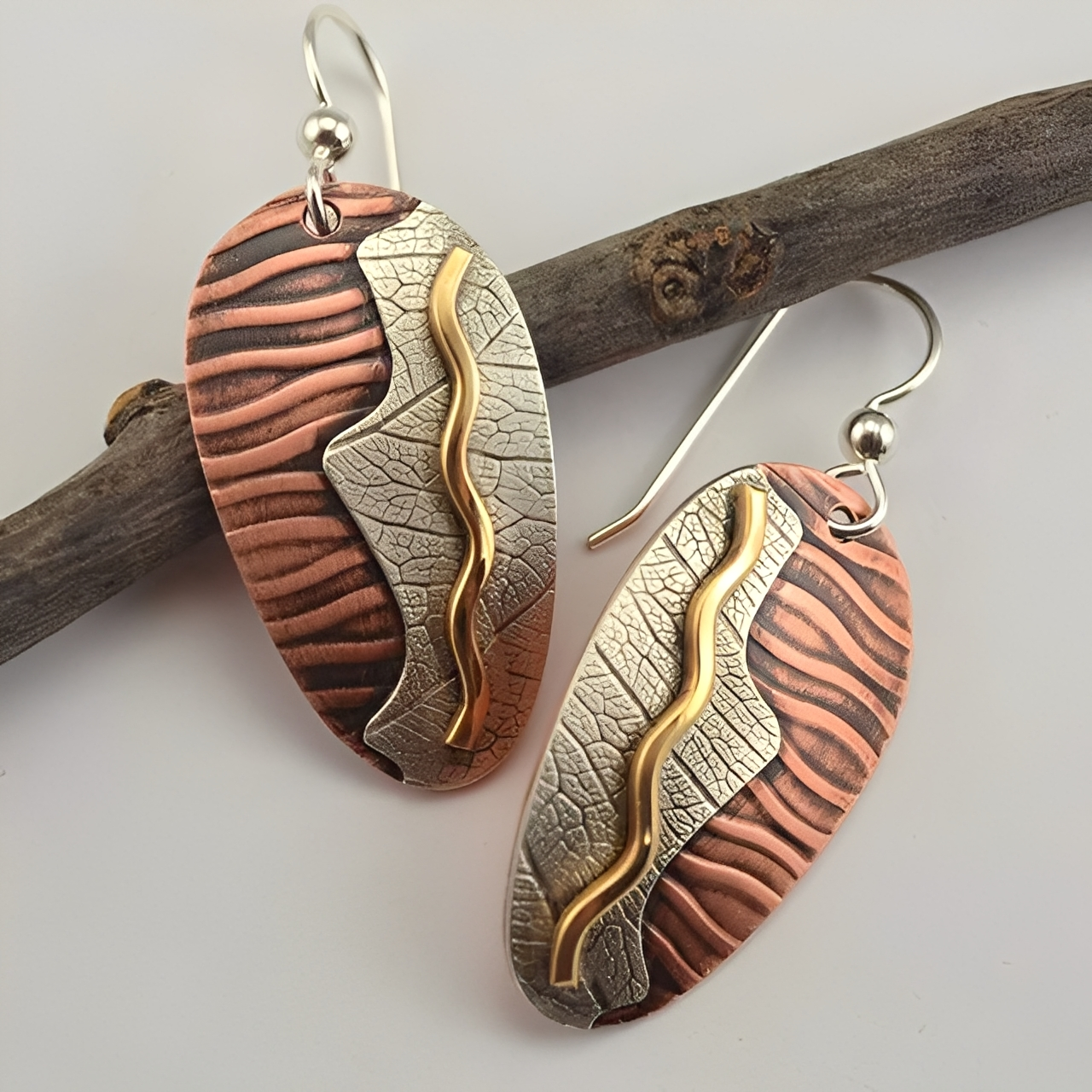 Sahara – Boucles d'Oreilles Vintage en Argent Désertique
