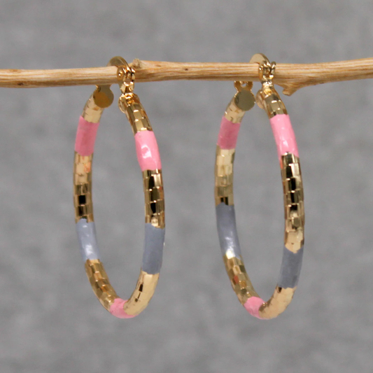 Delphine – Boucles d'Oreilles Vintage en Or avec Couleurs
