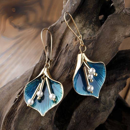 Lysiane – Boucles Vintage Lotus Bleu en Argent
