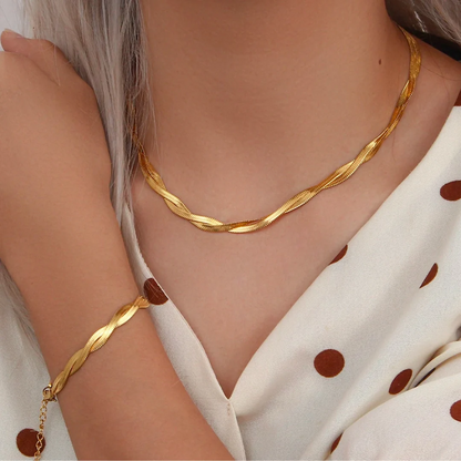 Alina – Set Collier & Bracelet Élégant en Or Enchevêtré