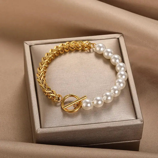 Cassia – Bracelet Doré Élégant à Perles