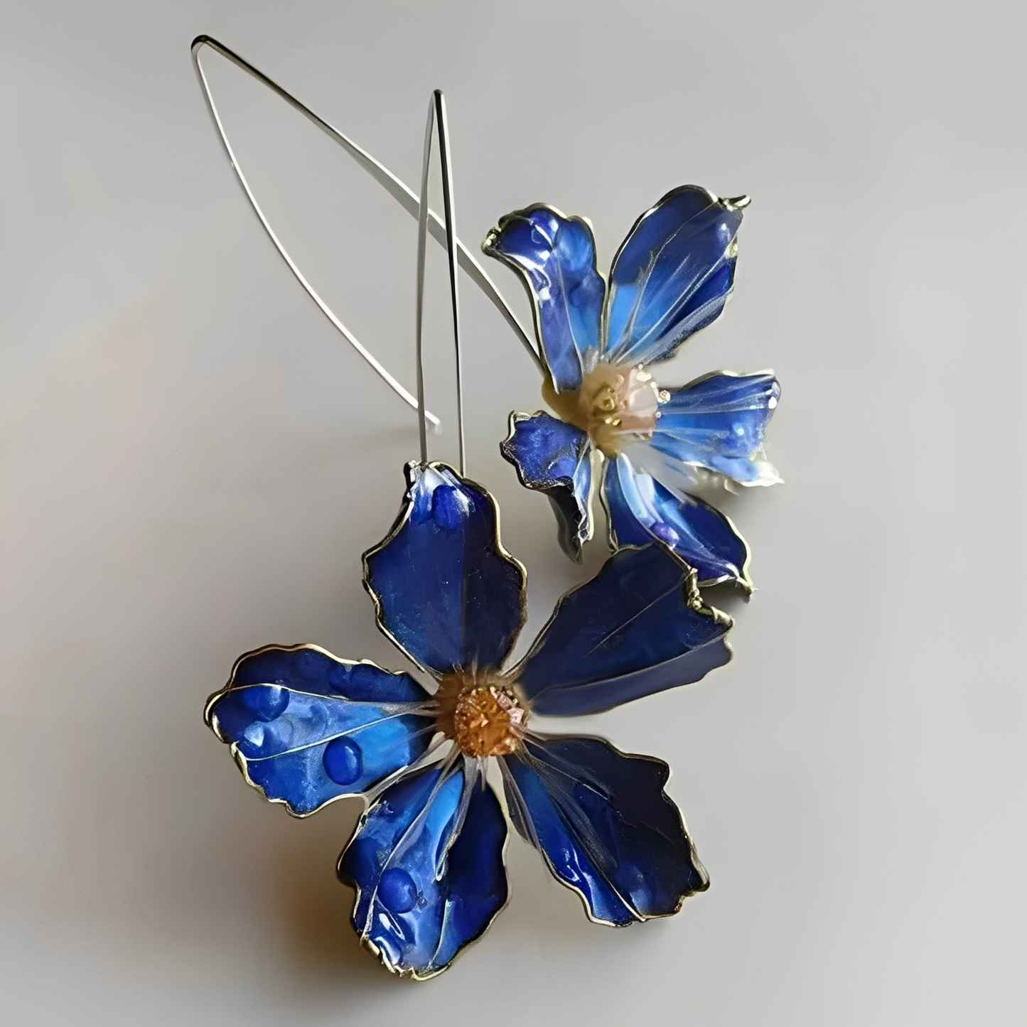 Bliss – Boucles d’Oreilles Vintage Fleur Bleue