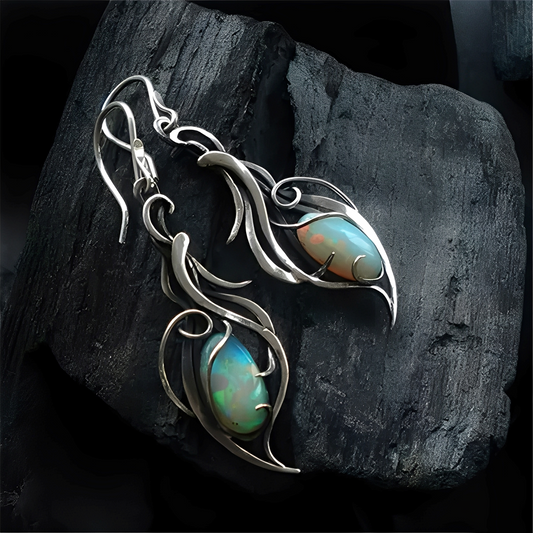 Gina – Boucles d'Oreilles Opale Bleue et Argent