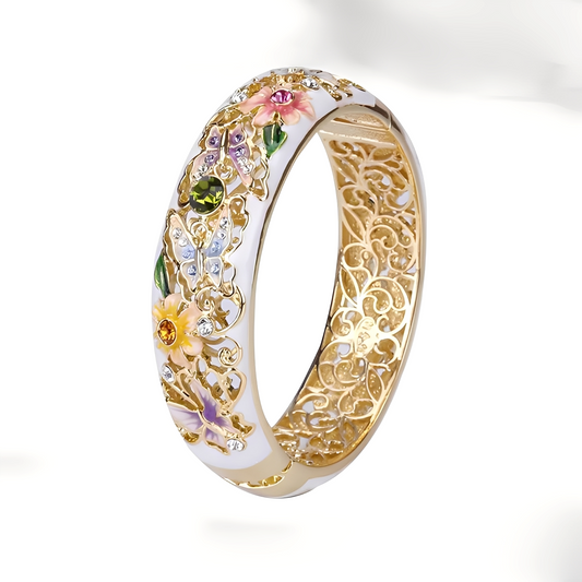 Flavie – Bague Rétro Or Motif Nature