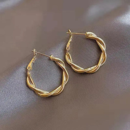 Zonia - Boucles d’Oreilles Nœud Doré Élégantes