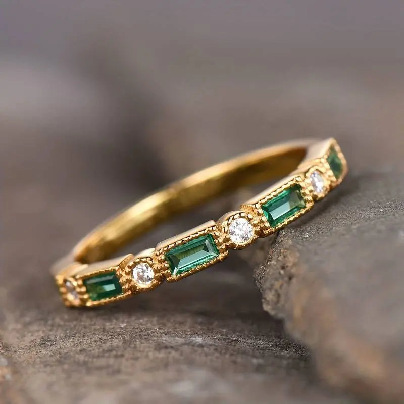 Crista – Bague statement en or avec zirconium vert