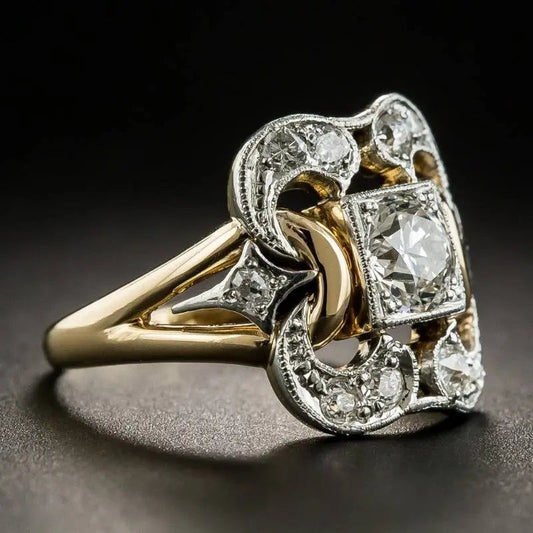 Elowen – Bague Vintage Dorée avec Zirconia