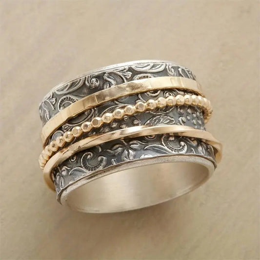 Shyla – Bague Antique Bicolore en Or et Argent