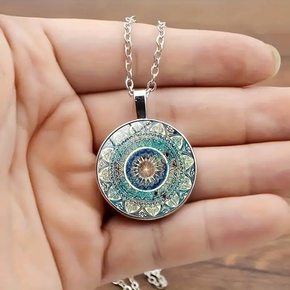 Florine – Collier Vintage Mandala Rond Bleu
