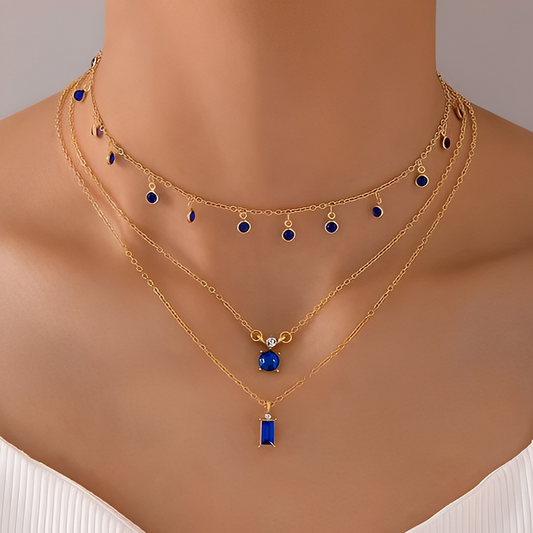 Sylva – Collier Vintage en Or avec Zirconias Bleus
