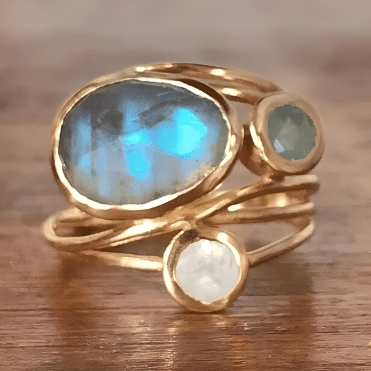 Luna – Bague en Pierre de Lune Bleue