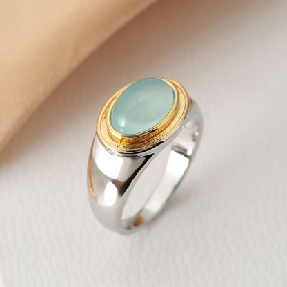 Gabi – Bague Vintage en Pierre de Lune Verte