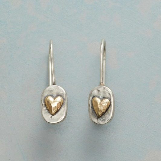 Amaya – Boucles Vintage Argent & Cœur Doré