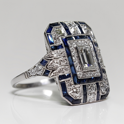 Mathilde – Bague Argent & Zircon Bleu Vintage