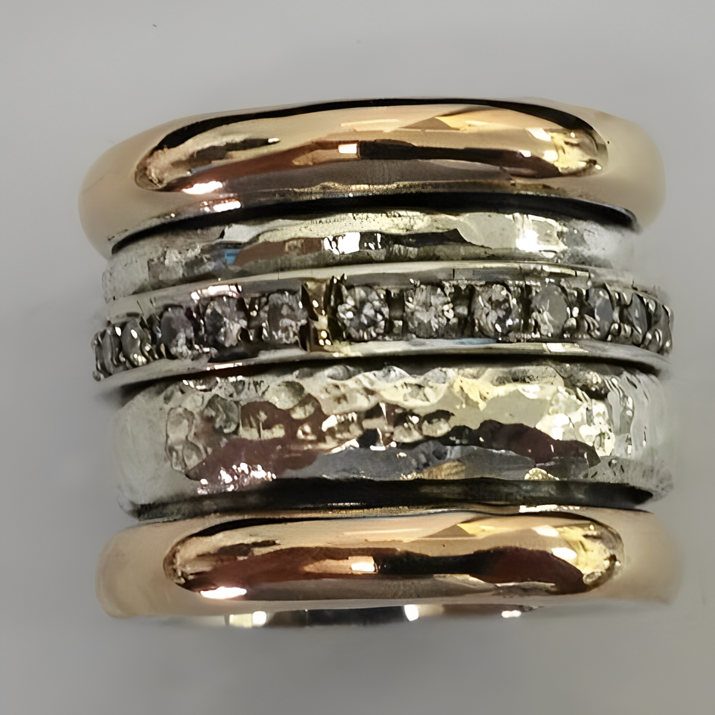 Maellie – Bague Vintage Épaisse en Or et Argent