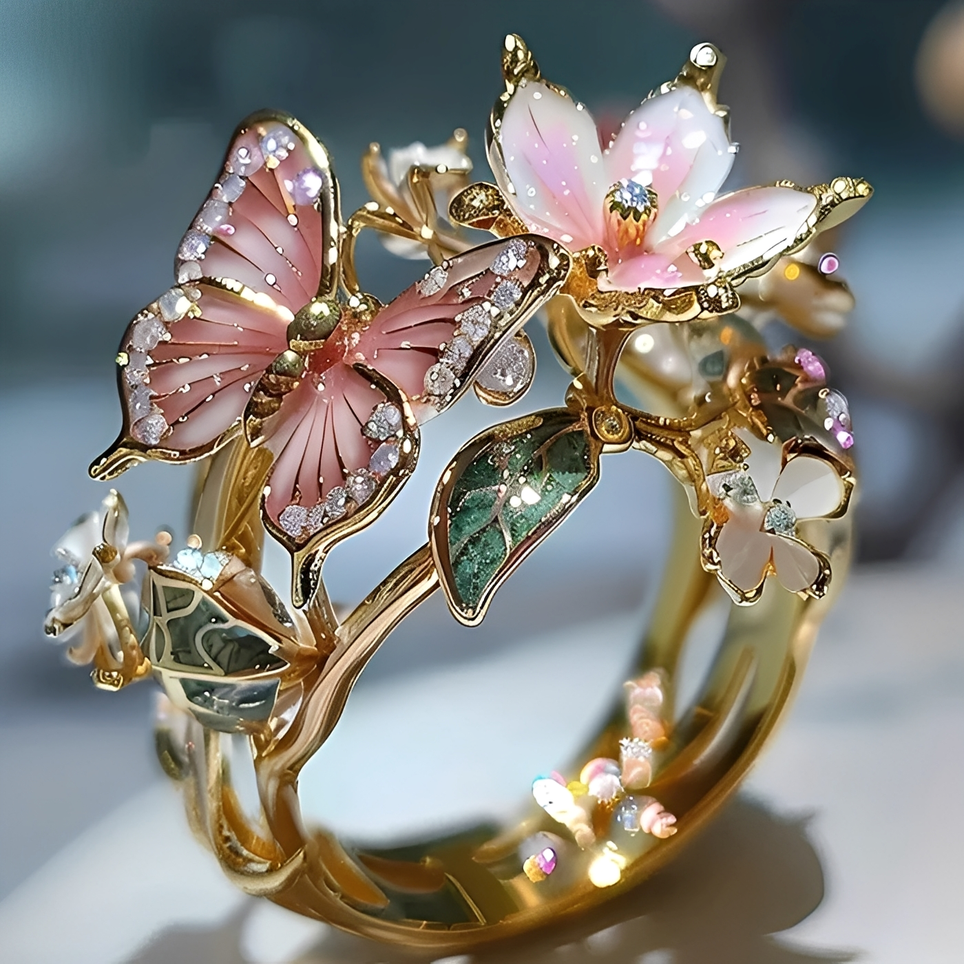 Maine – Bague Florale Vintage Dorée Prifddinas