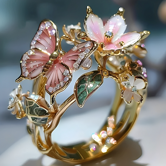 Maine – Bague Florale Vintage Dorée Prifddinas