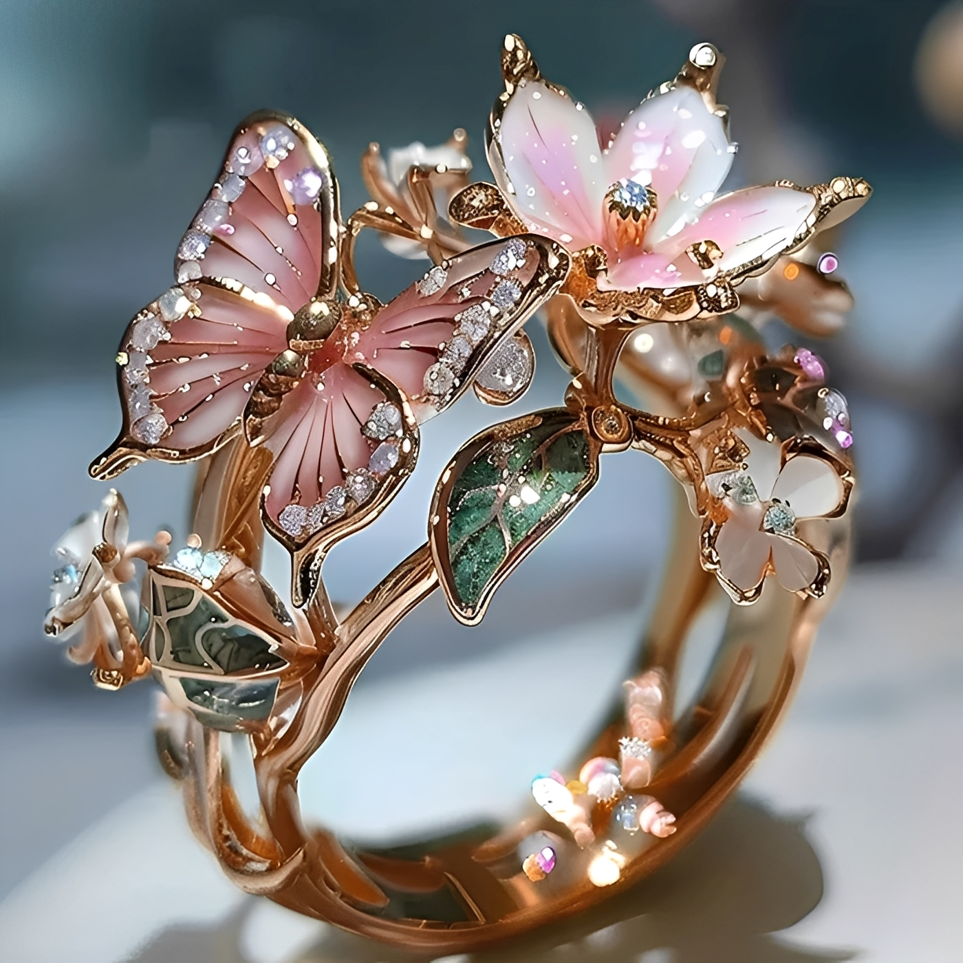 Maine – Bague Florale Vintage Dorée Prifddinas