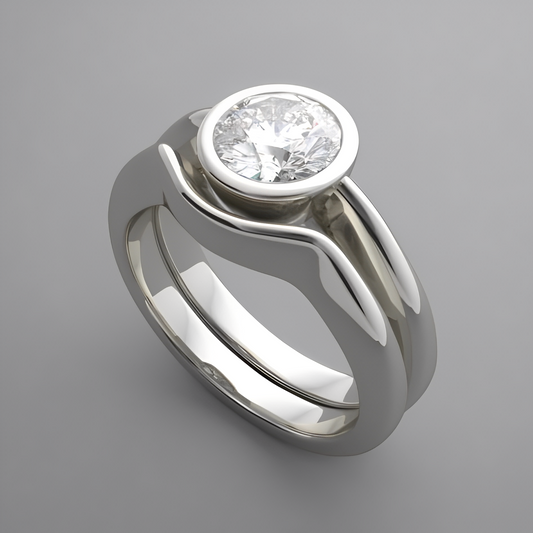 Aria – Bague Vintage Argenté avec Cristal Blanc Arrondi