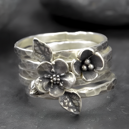 Camille – Bague Élégante en Argent Fleur Vintage