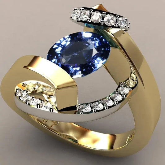 Azura – Bague Vintage avec Zircon Bleu
