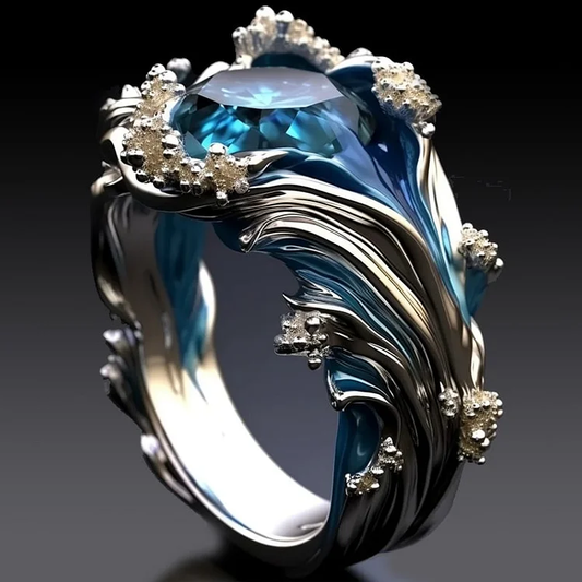Jessa – Bague Cristal Vagues de l’Océan Vintage