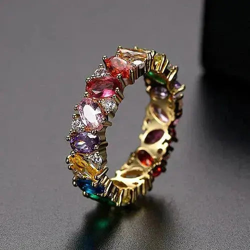 Colette – Bague audacieuse scintillante arc-en-ciel