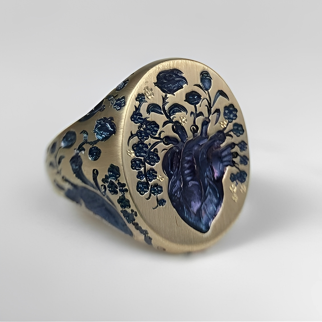 Bailey – Bague Vintage Fleur Bleue en Or