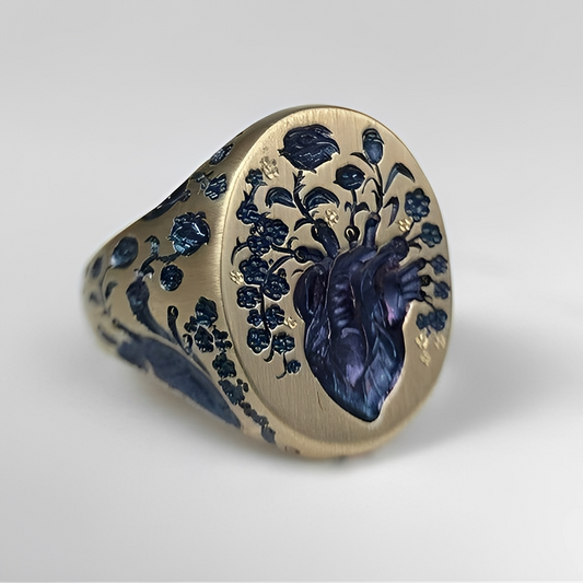 Bailey – Bague Vintage Fleur Bleue en Or