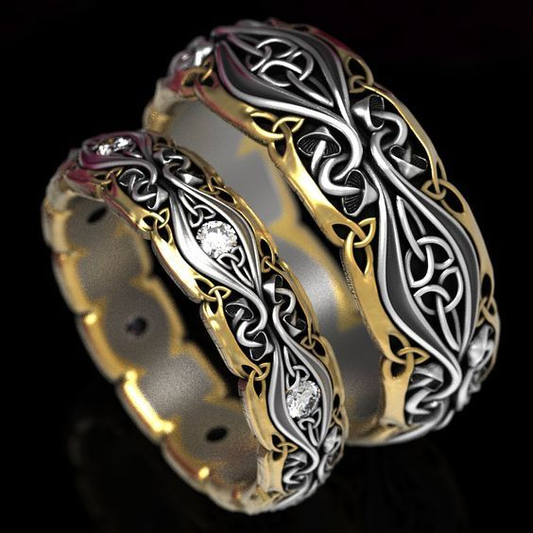 Evelyn – Bague Vintage pour Couples en Doré et Argenté