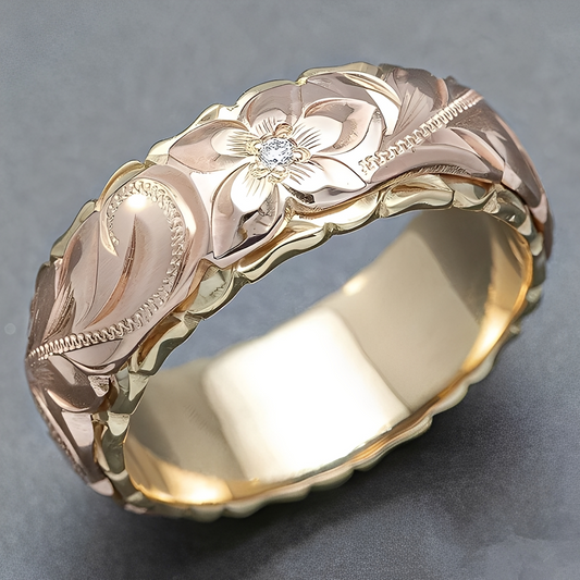 Kira – Bague Vintage Fleur de Rose en Or