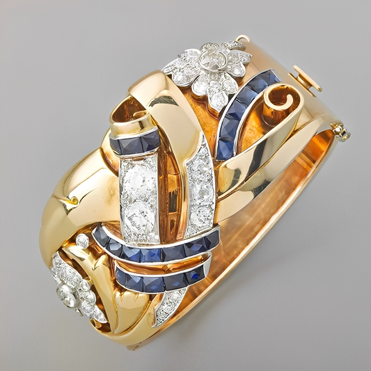 Mireille – Bague Vintage Or & Zircon Bleu