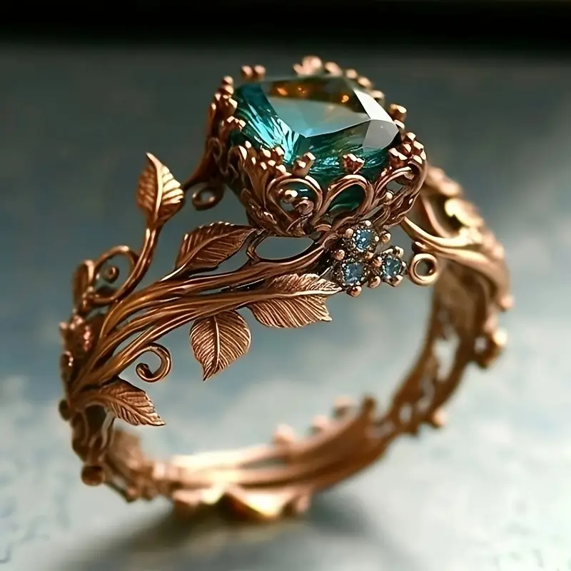 Iris – Bague botanique ornée de cristaux verts