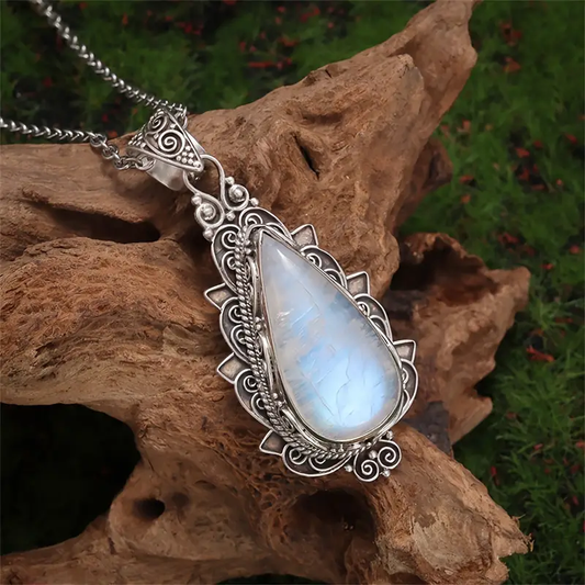 Allera – Collier Goutte Pierre de Lune Style Rétro