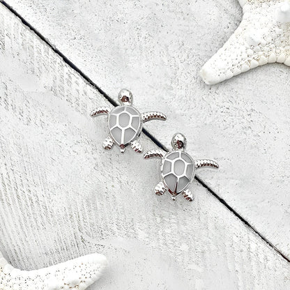 Ruffa – Boucles d'Oreilles Tortue de Mer en Opale et Argent