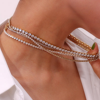 Linnea – Collier Tennis Doré avec Pierres Étincelantes