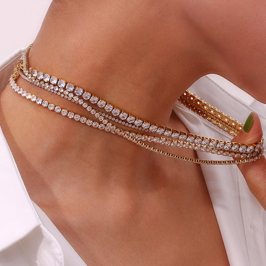 Linnea – Collier Tennis Doré avec Pierres Étincelantes