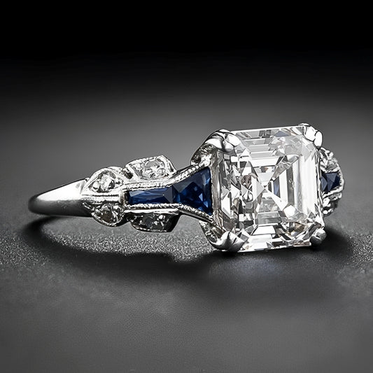 Perrine – Bague Vintage Bleu Brillant en Argent