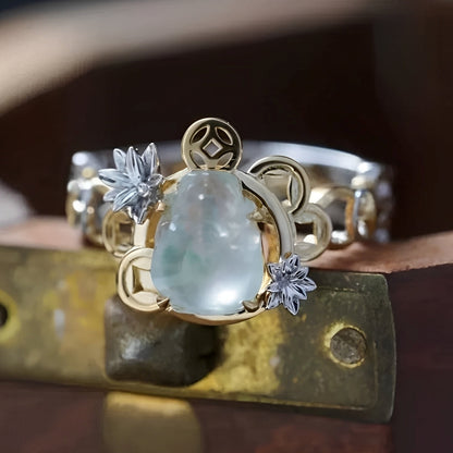 Hanny – Bague Vintage en Or et Argent avec Cristaux Lunaires