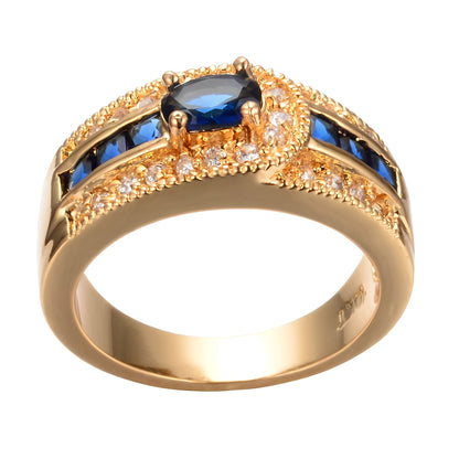 Marina – Bague Dorée avec Pierre Bleue Brillante