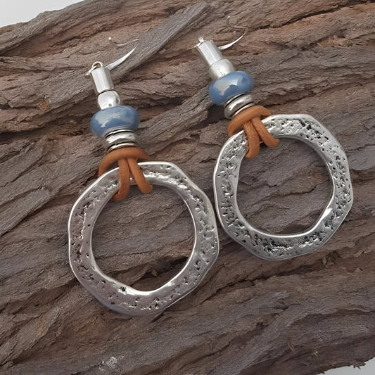Kaia – Boucles d'Oreilles Cercle Boho Vintage en Argent