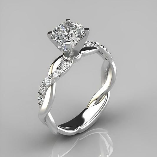 Zayna – Bague Tressée Vintage avec Circon Brillant