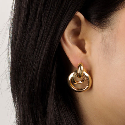 Aven – Boucles d’Oreilles Double Maillon Dorées