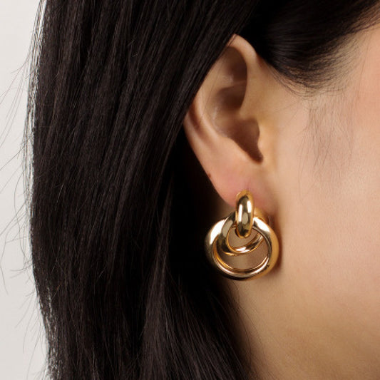 Aven – Boucles d’Oreilles Double Maillon Dorées