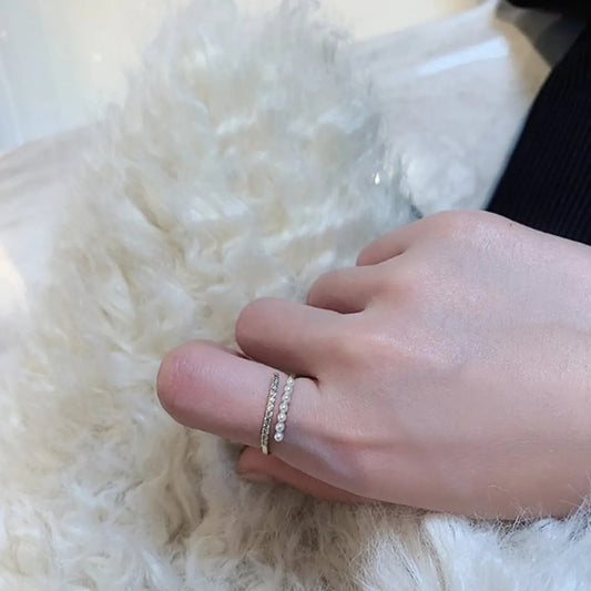 Alina – Bague Chic Réglable en Or & Zircon