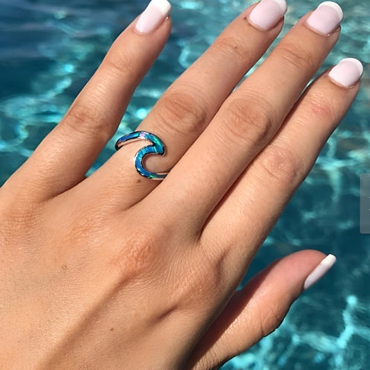Azula – Bague Murmure de Vague avec Opale en Argent